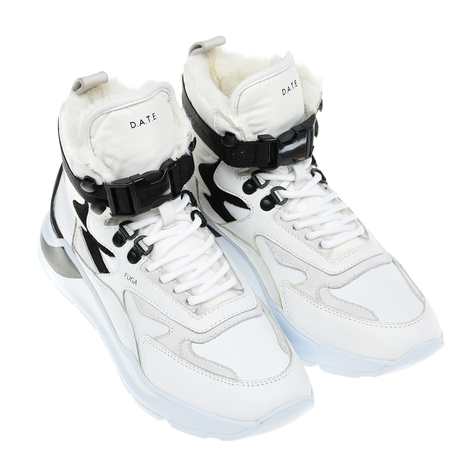 Белые высокие кроссовки с подкладкой из эко-меха D.A.T.E. детские, размер 39, цвет белый - фото 1