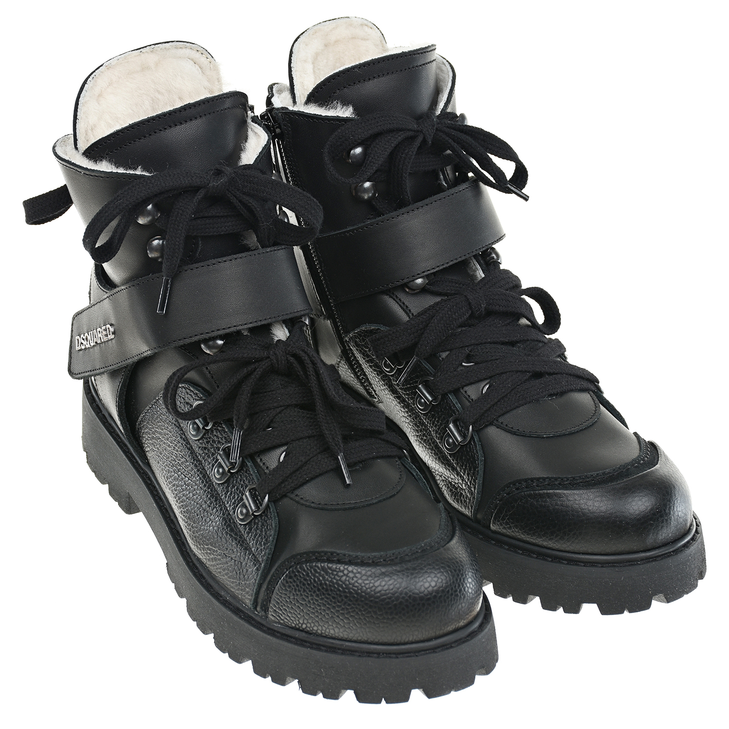 Черные ботинки с мехом Dsquared2 - фото 1