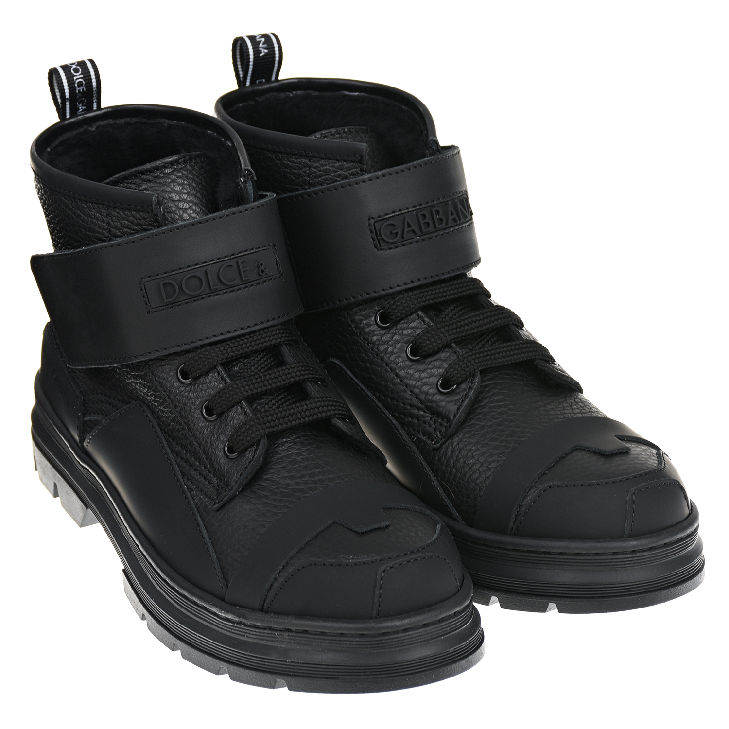 Черные ботинки с мехом Dolce&Gabbana детские
