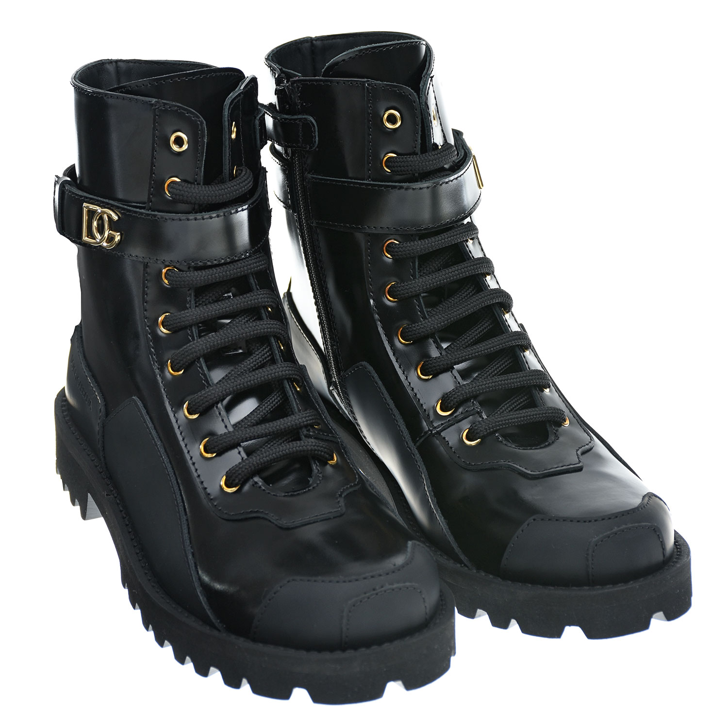 Черные ботинки с прорезиненными вставками Dolce&Gabbana детские, размер 34, цвет черный