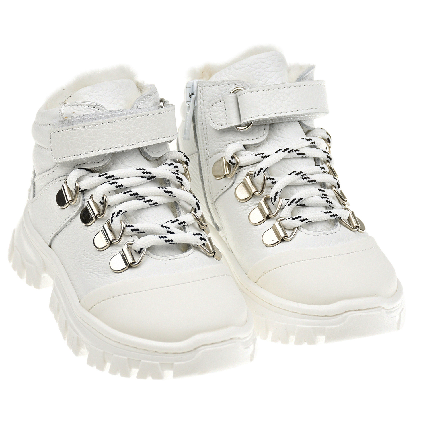 Белые высокие кроссовки с мехом Florens детские, размер 23, цвет белый - фото 1