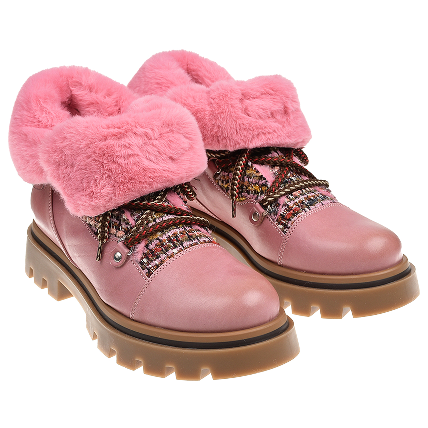 Розовые ботинки с подкладкой из овчины Gallucci детские, размер 37, цвет розовый