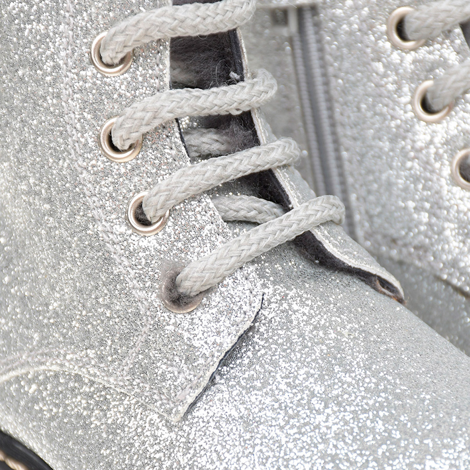 Серебристые ботинки со стразами Monnalisa детские, размер 20, цвет серебристый - фото 6