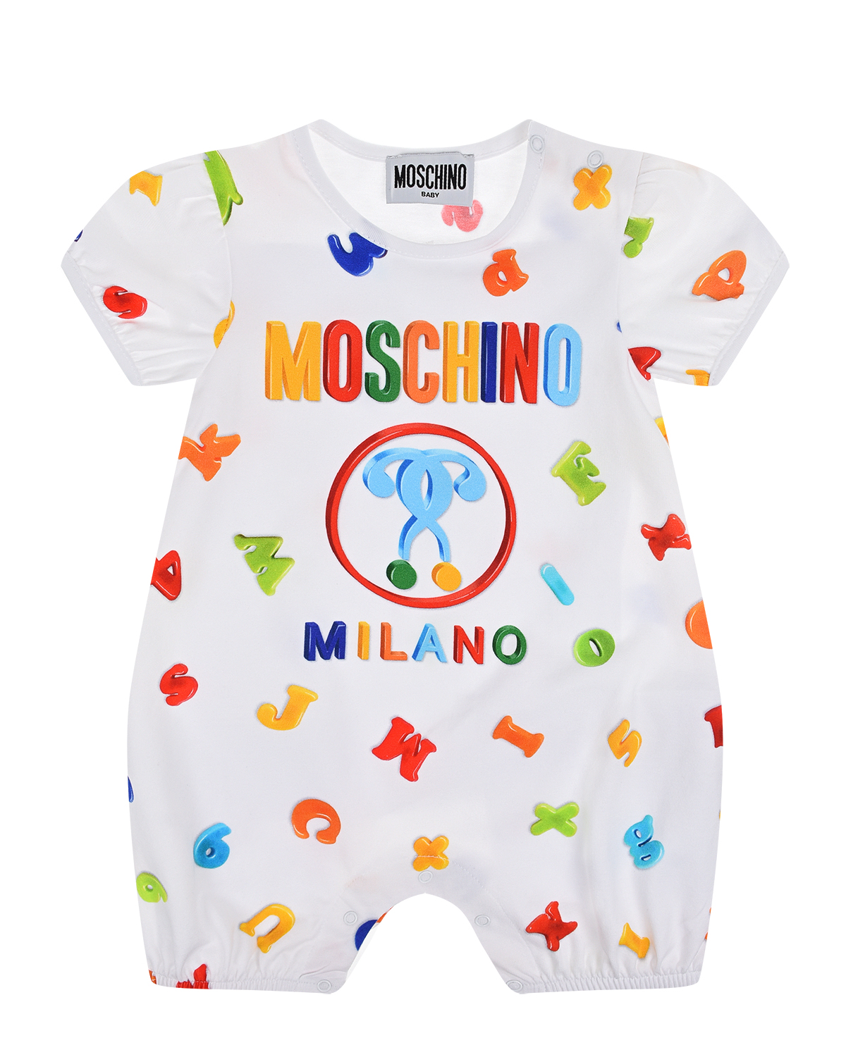 Белый песочник с принтом "разноцветные буквы" Moschino детский - фото 1