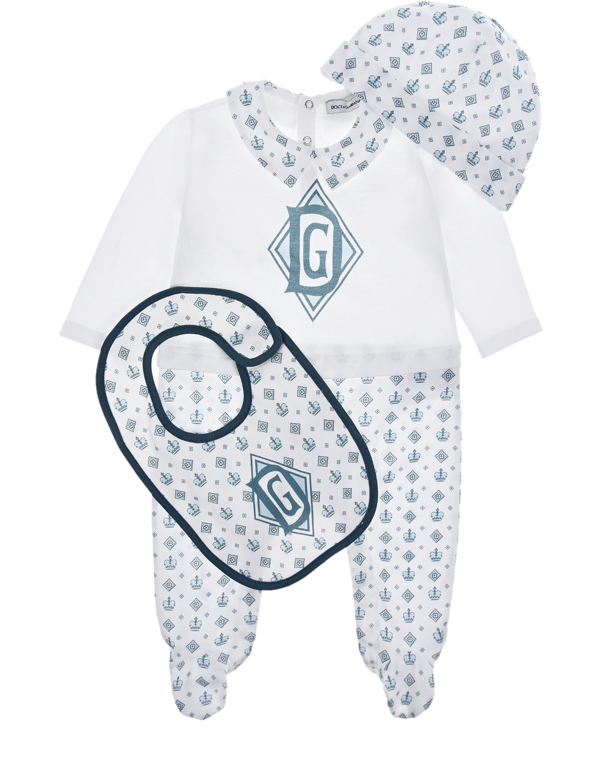 Набор подарочный из комбинезона, слюнявчика и шапочки Dolce&Gabbana детский