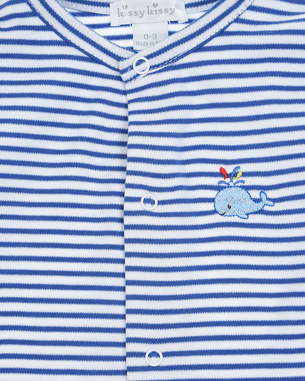 Комбинезон в бело-голубую полоску с вышивкой Kissy Kissy детский, размер 50, цвет голубой - фото 3