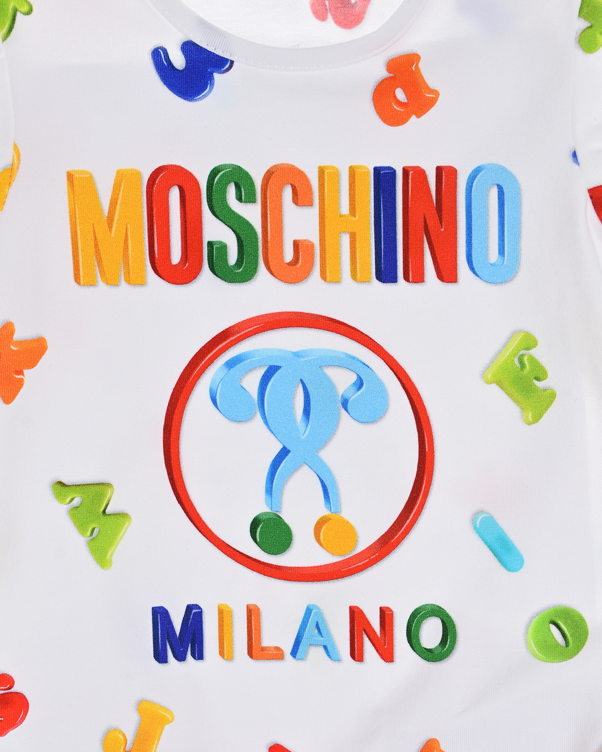 Белый песочник с принтом "разноцветные буквы" Moschino детский - фото 3
