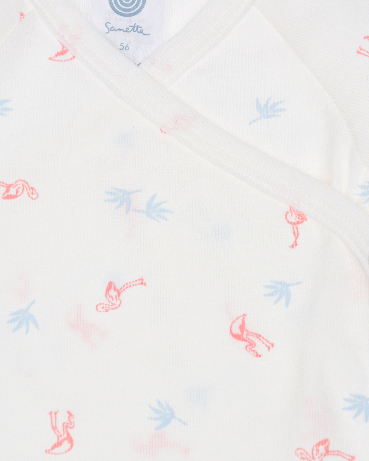 Белое боди с принтом "фламинго" Sanetta детское, размер 56, цвет белый - фото 3