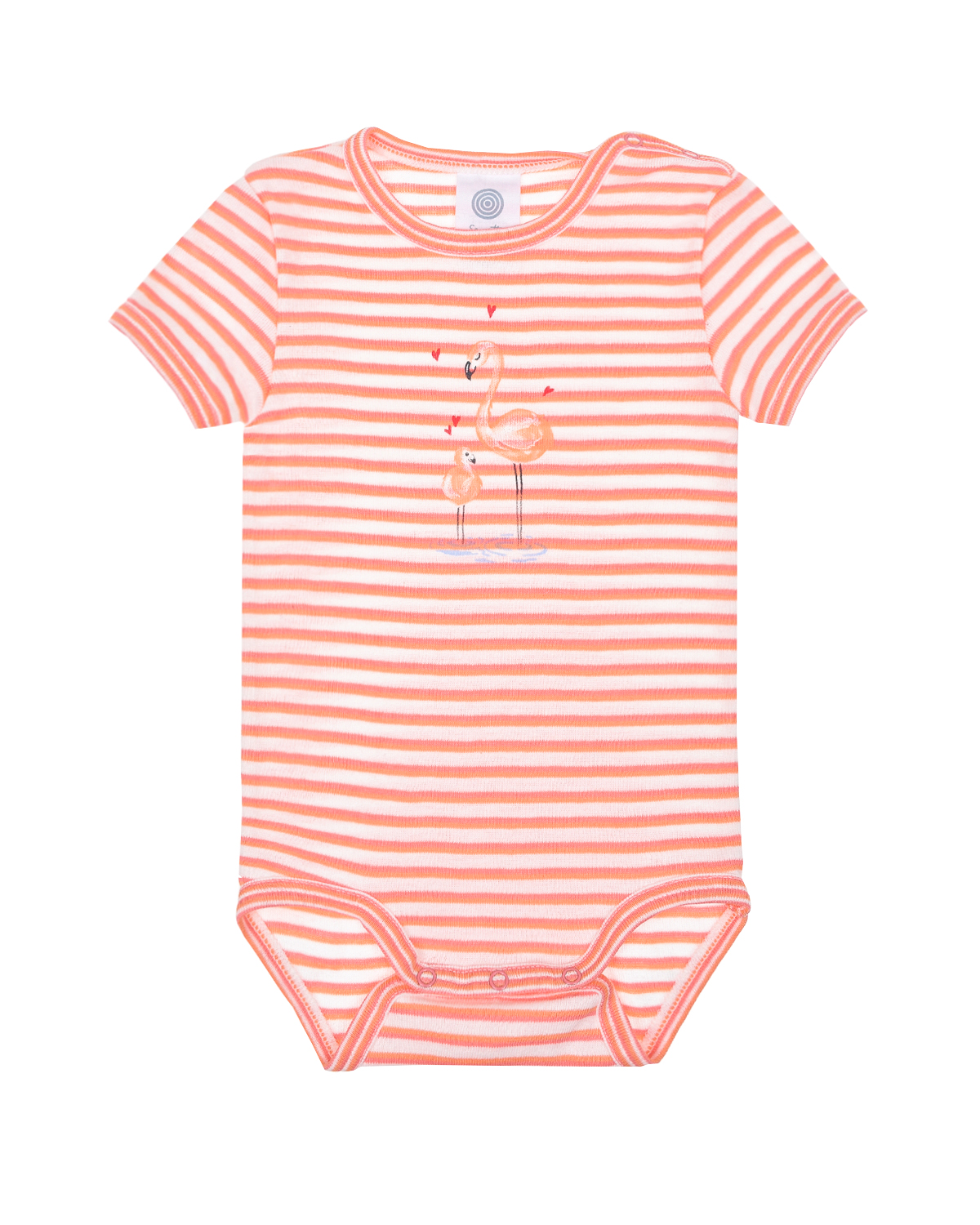 Боди в полоску с принтом "Фламинго" Sanetta детское, размер 56, цвет оранжевый - фото 1