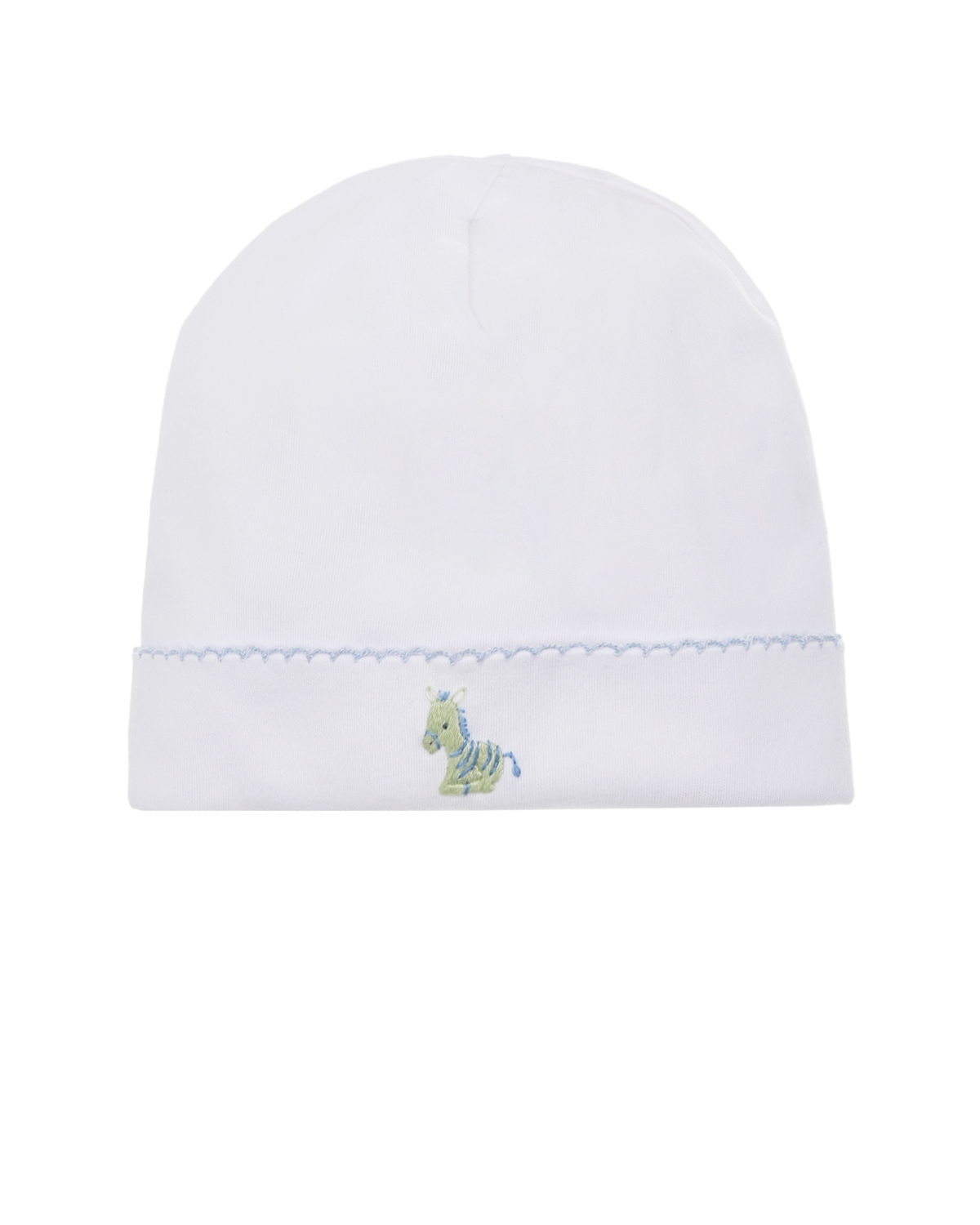 Белая шапка с голубой окантовкой Kissy Kissy детская, размер 50, цвет белый - фото 1