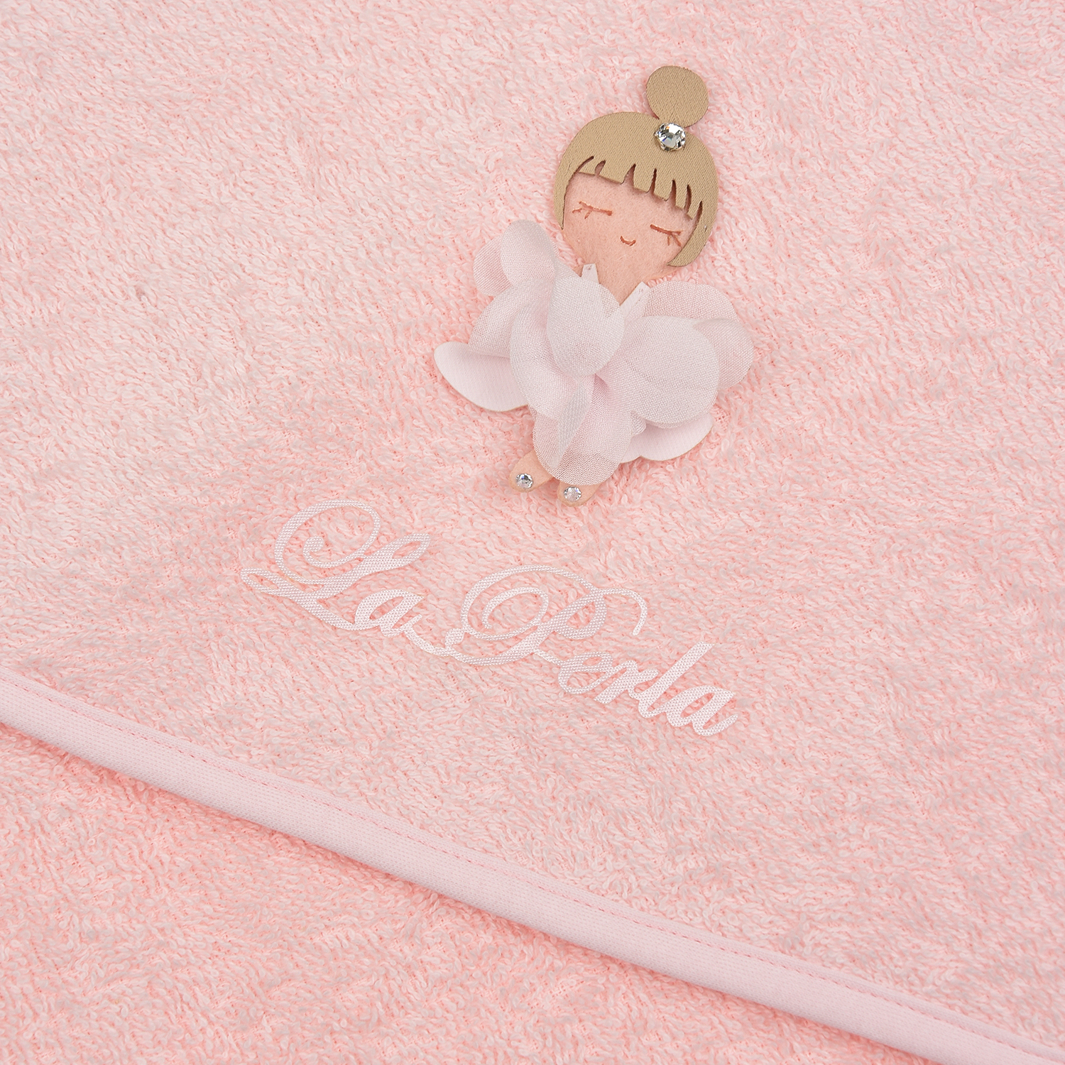 Розовое полотенце с аппликацией "Балерина", 65x65 см La Perla детское, размер unica, цвет розовый - фото 3