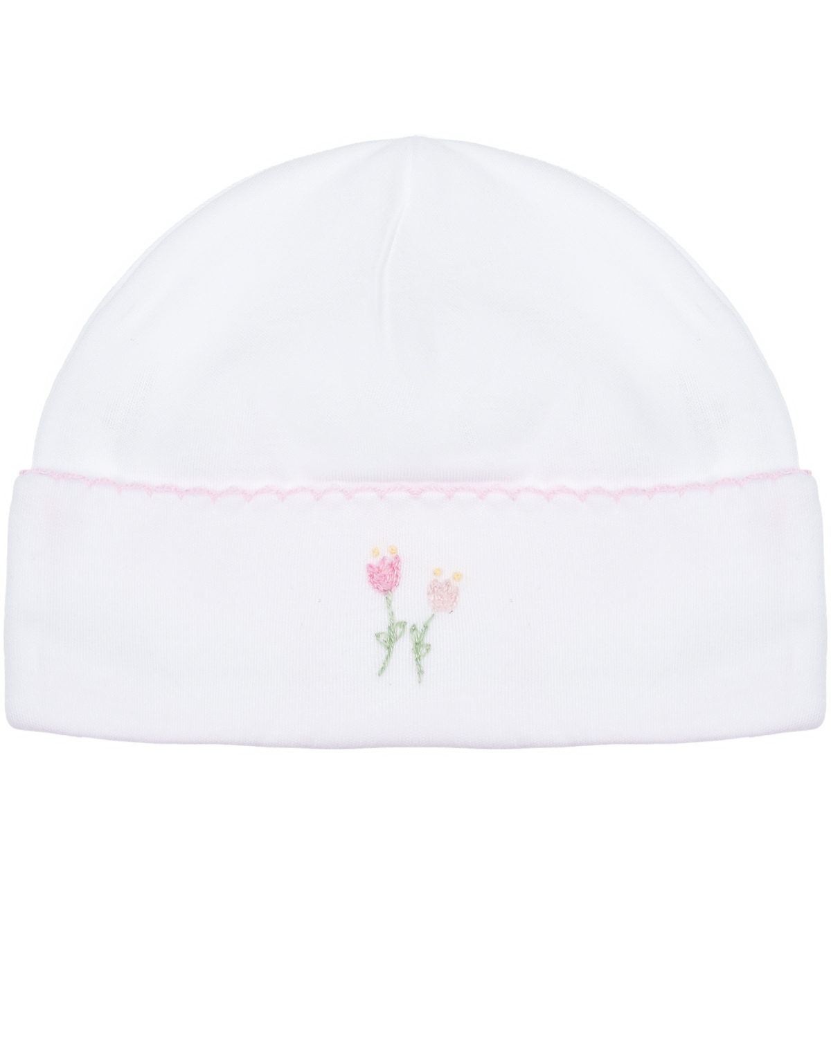Белая шапка с вышивкой "тюльпаны" Lyda Baby