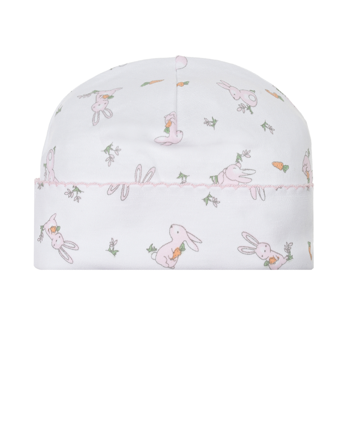 Белая шапка с принтом "розовые зайцы" Lyda Baby