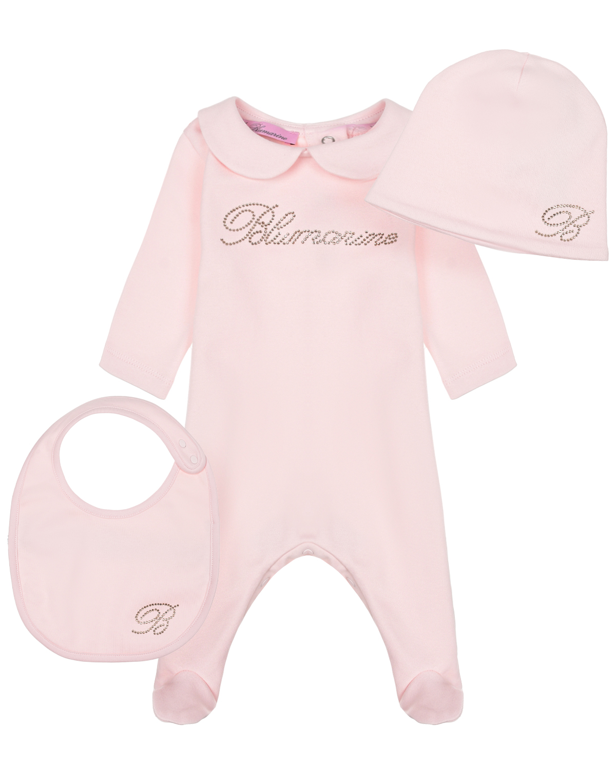 Комплект: комбинезон, шапка и слюнявчик, розовый Miss Blumarine кружка сублимация керамическая с логотипом розовый глиттер 320мл