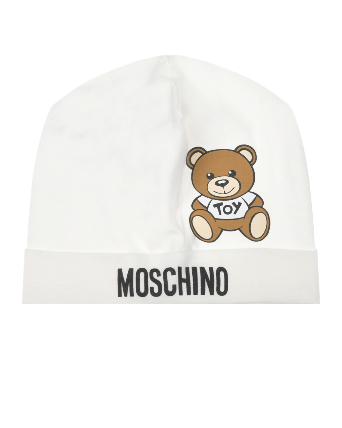 Белая шапка с принтом "мишка" Moschino, размер 3, цвет белый