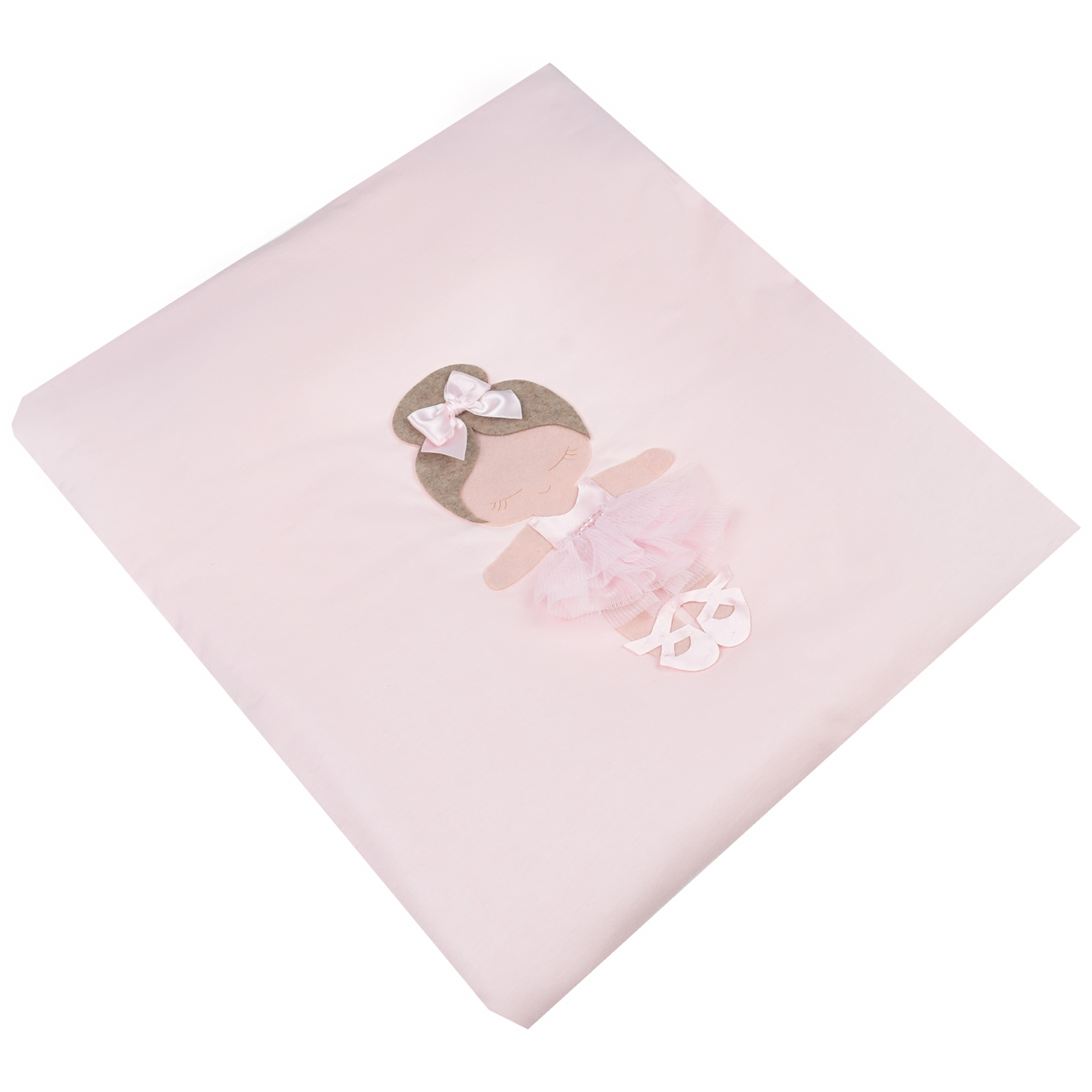 Розовое одеяло с аппликацией 