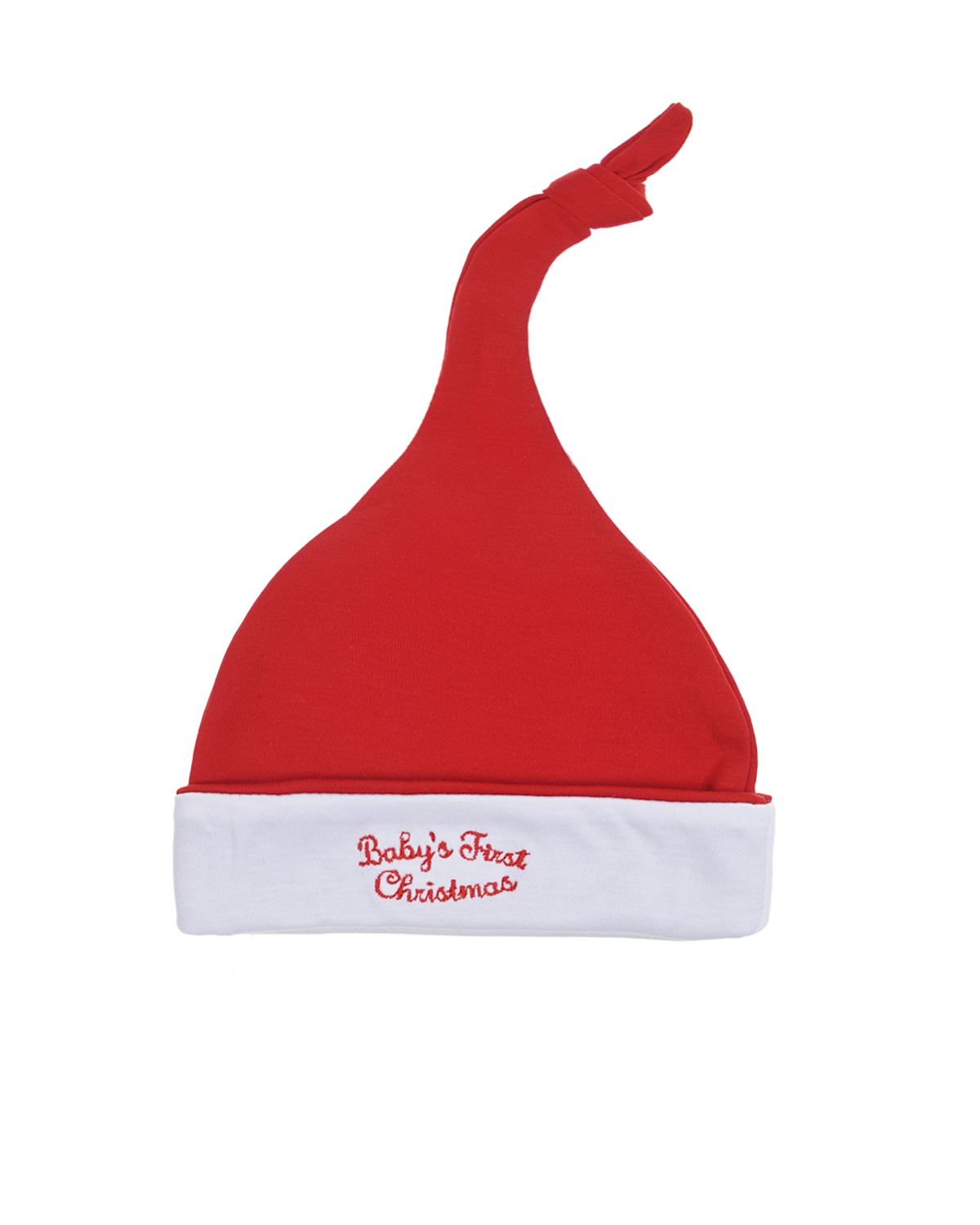 Красная шапка-колпак с вышивкой "Babys first christmas" Kissy Kissy детская - фото 1