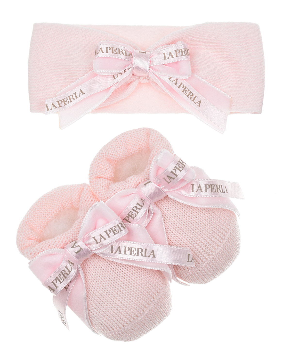 Подарочный набор: повязка и пинетки розового цвета La Perla детский, размер 68