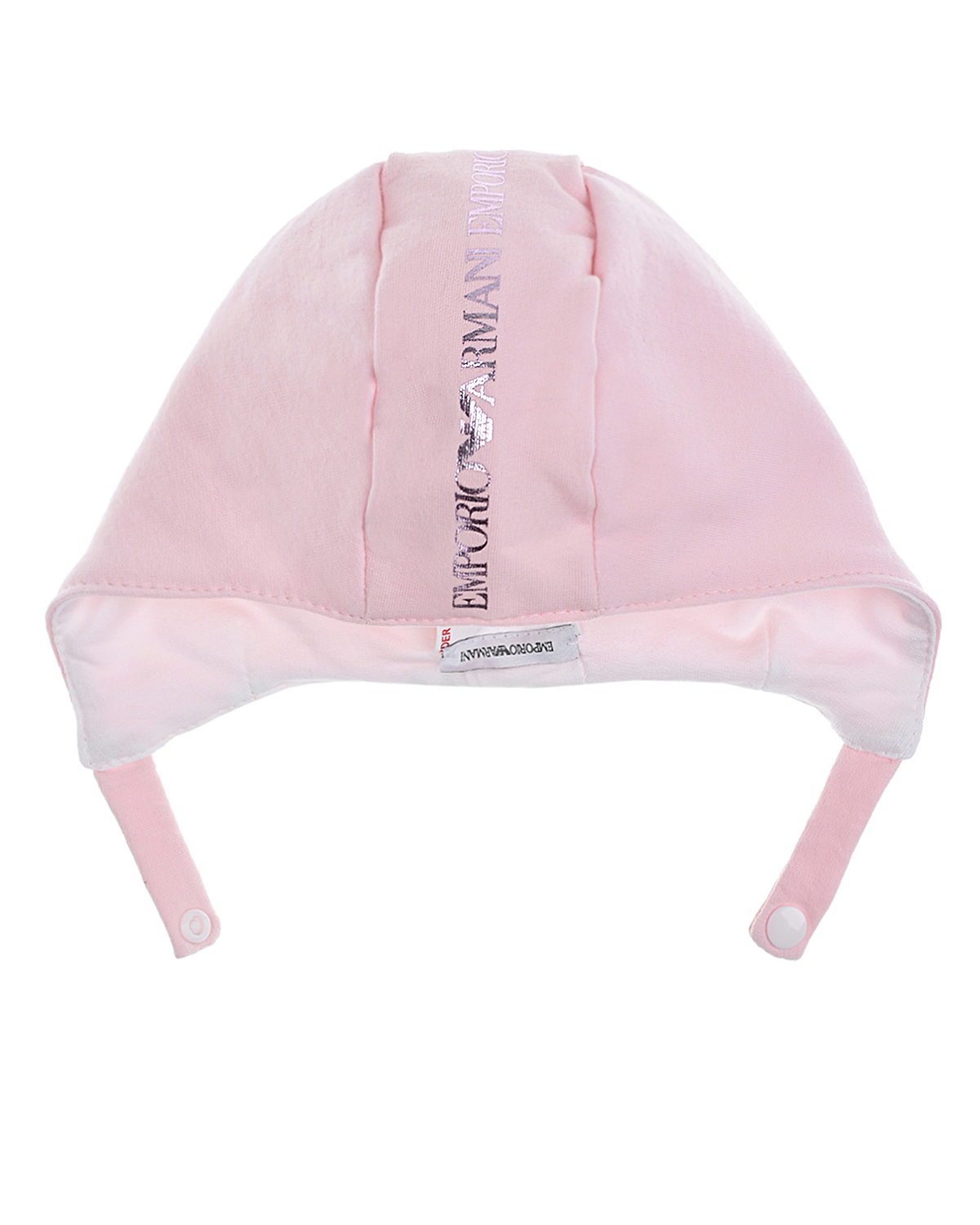 Утепленный комплект из чепчика и слюнявчика Emporio Armani детский, размер S, цвет розовый - фото 2