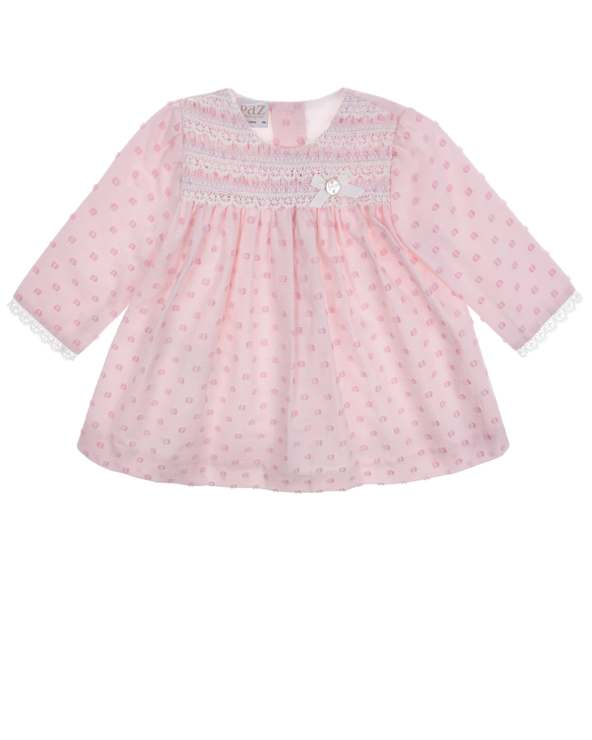 Розовое платье в горошек Paz Rodriguez детское, размер 62, цвет розовый - фото 2