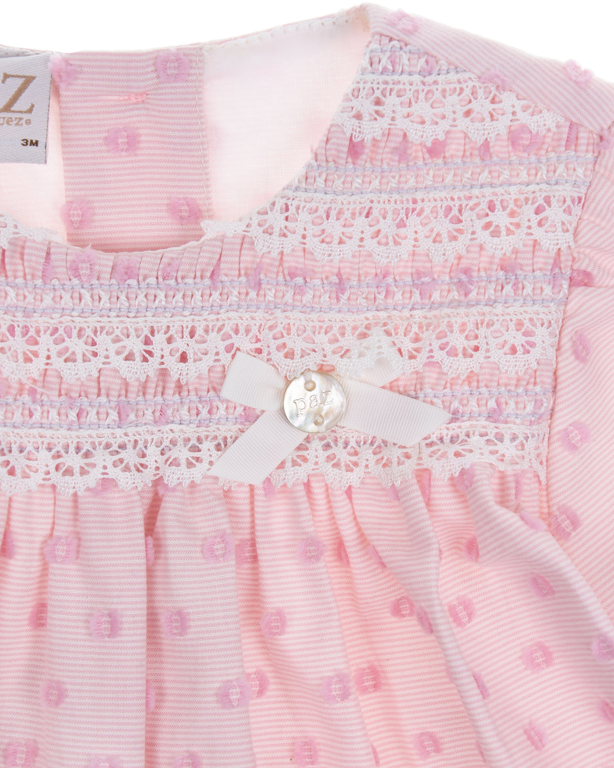 Розовое платье в горошек Paz Rodriguez детское, размер 62, цвет розовый - фото 5