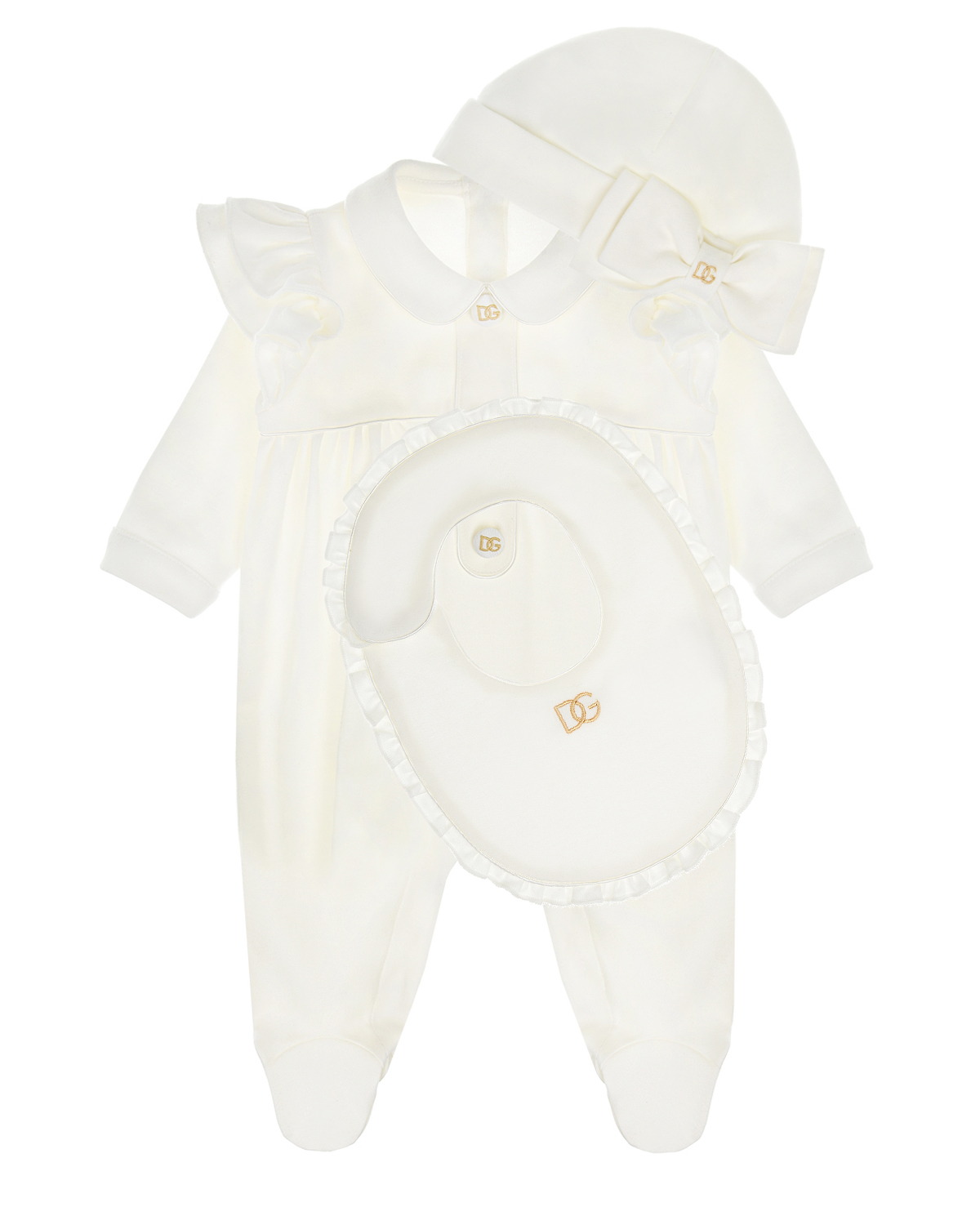 Комплект: комбинезон, повязка и слюнявчик. белый Dolce&Gabbana детский