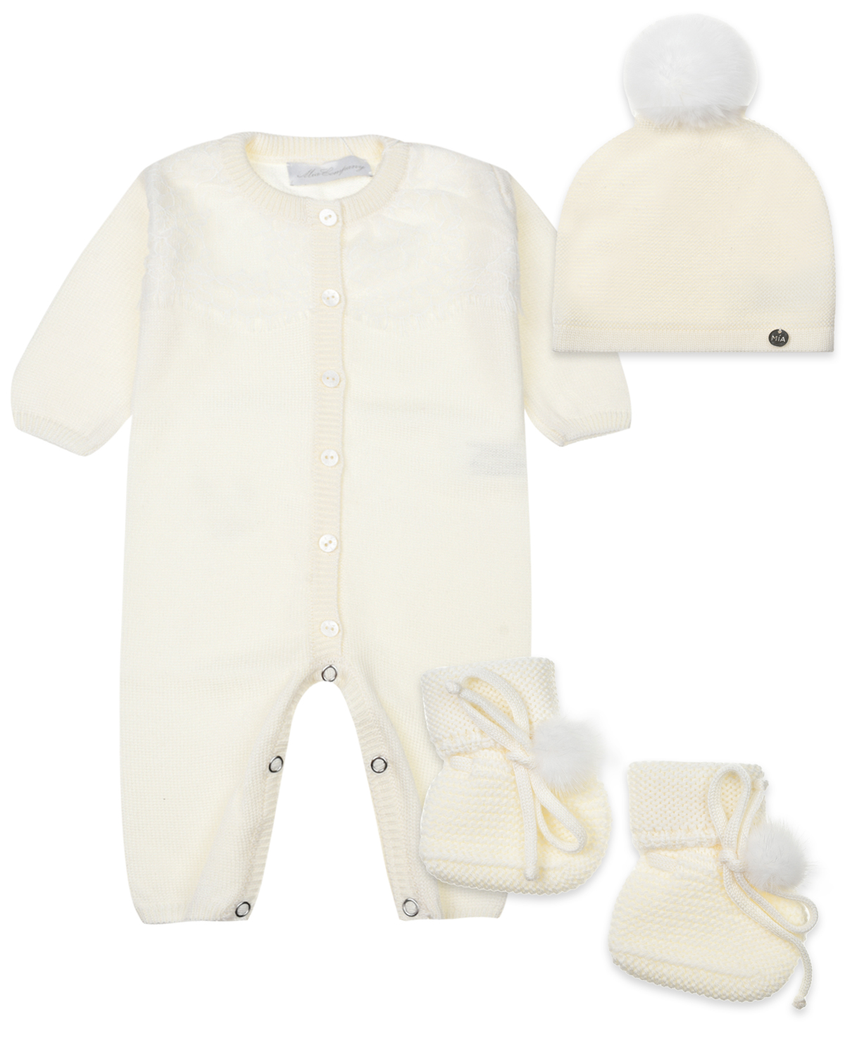 Комплект: комбинезон, шапочка и пинетки, цвет молочный Miacompany детский