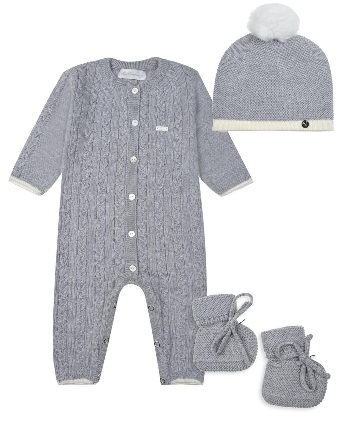 Серый комплект: комбинезон, шапочка и пинетки Miacompany детский