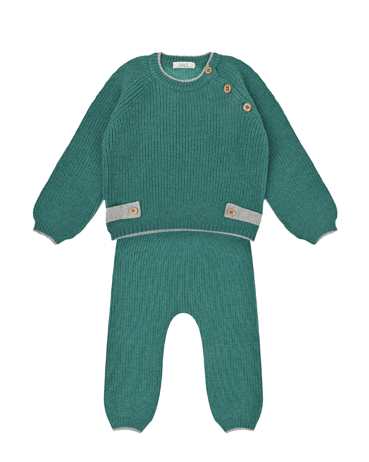 Комплект из кашемира: толстовка и брюки, зеленый Tomax детский, размер 86, цвет серый - фото 1
