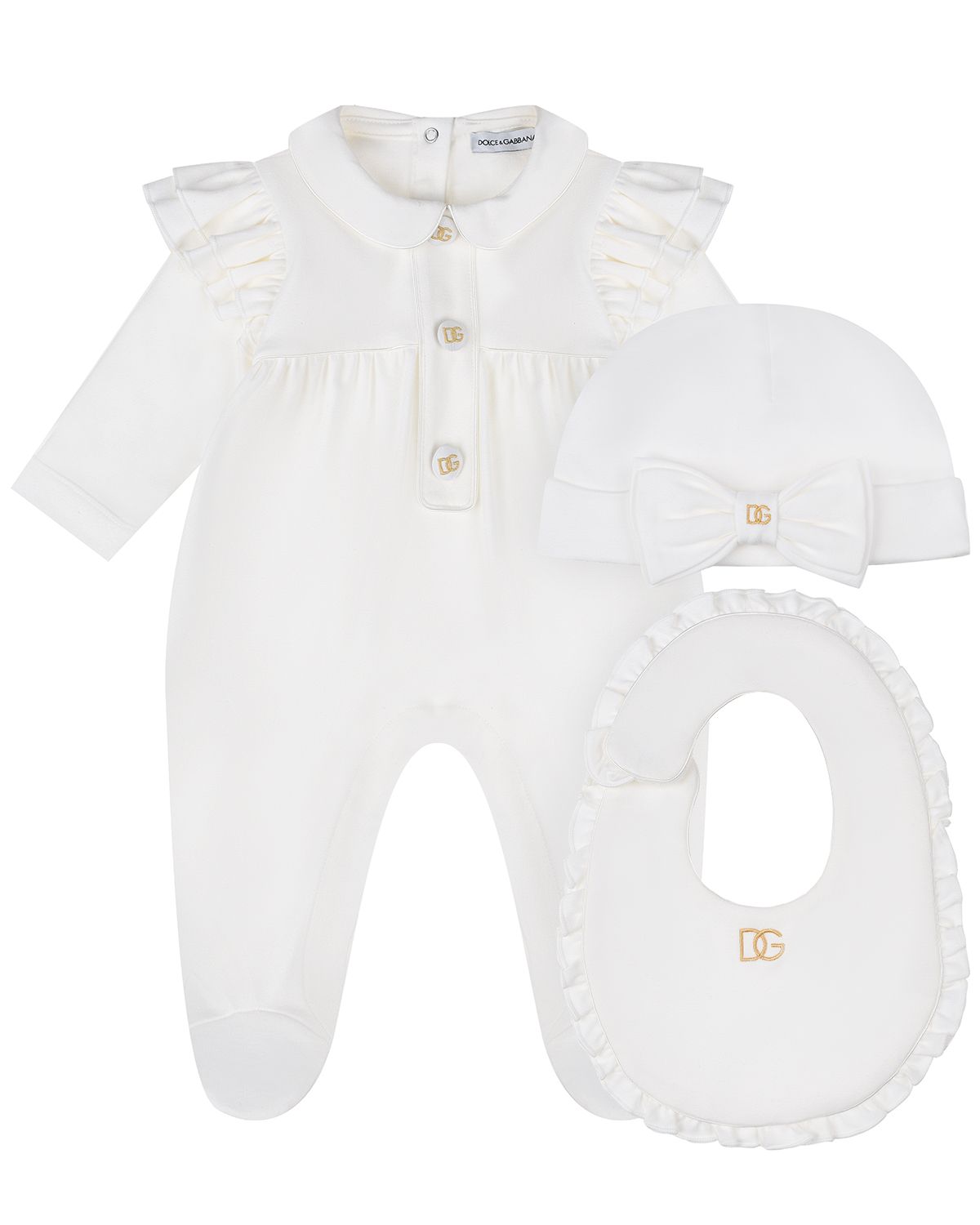 Комплект: комбинезон, шапка и слюнявчик, белый Dolce&Gabbana детский