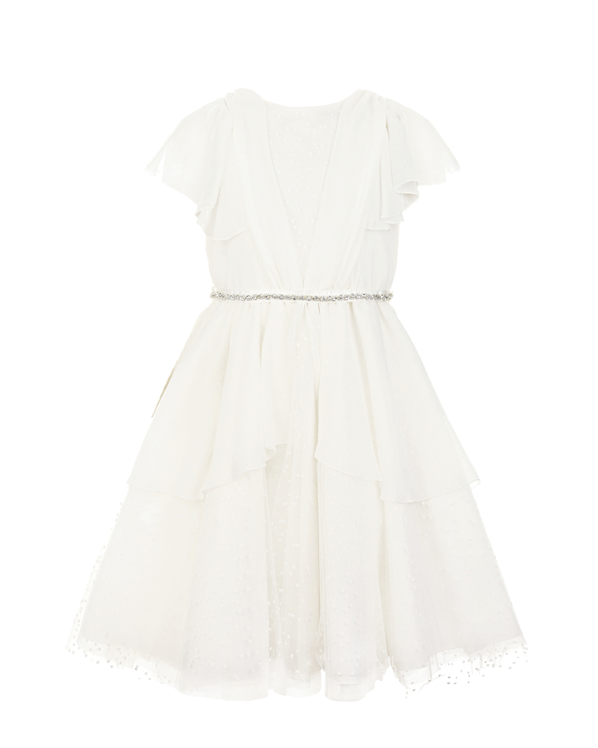 Белое платье с рукавами-крылышками и стразами Aletta детское, размер 152, цвет белый - фото 1