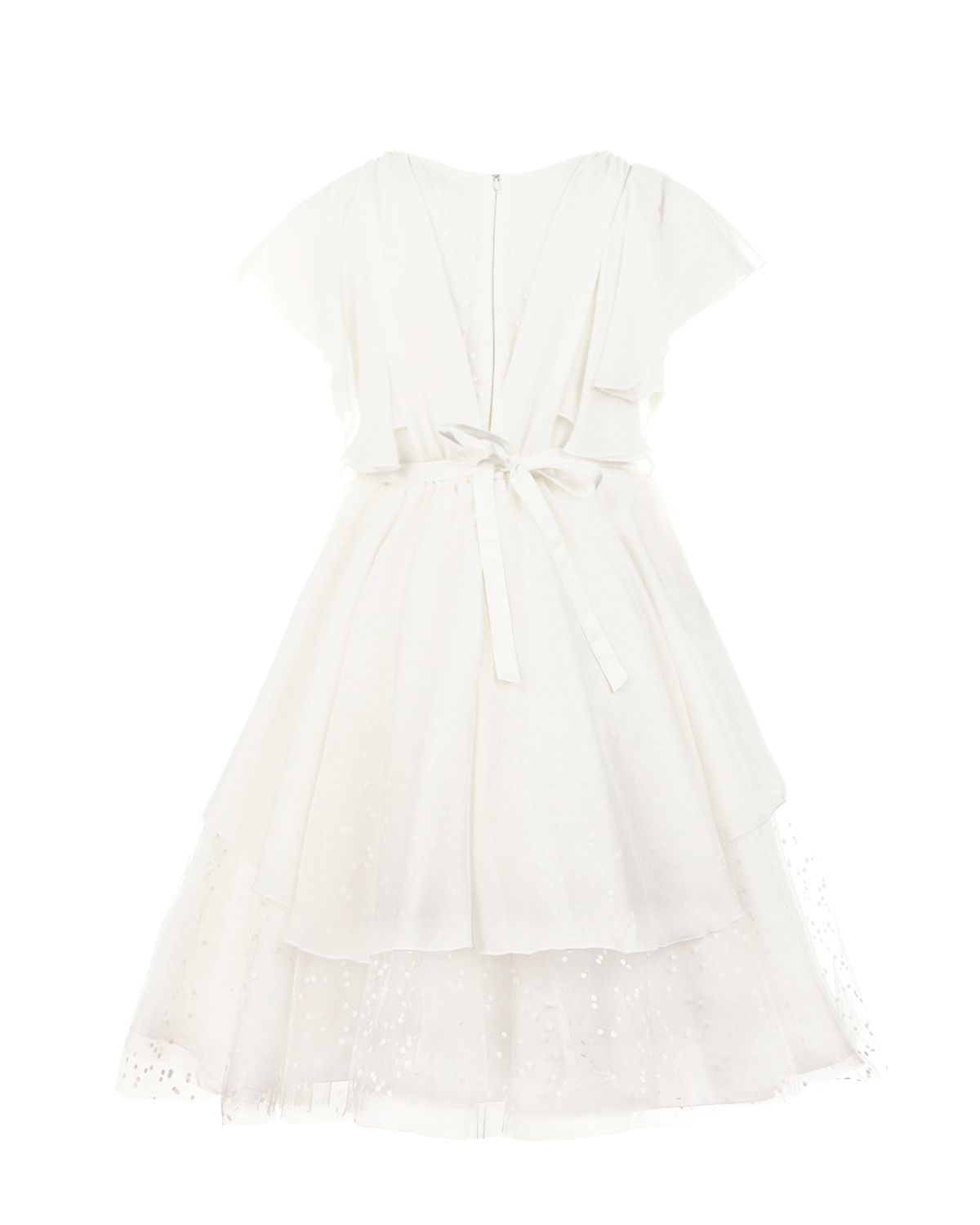 Белое платье с рукавами-крылышками и стразами Aletta детское, размер 152, цвет белый - фото 2