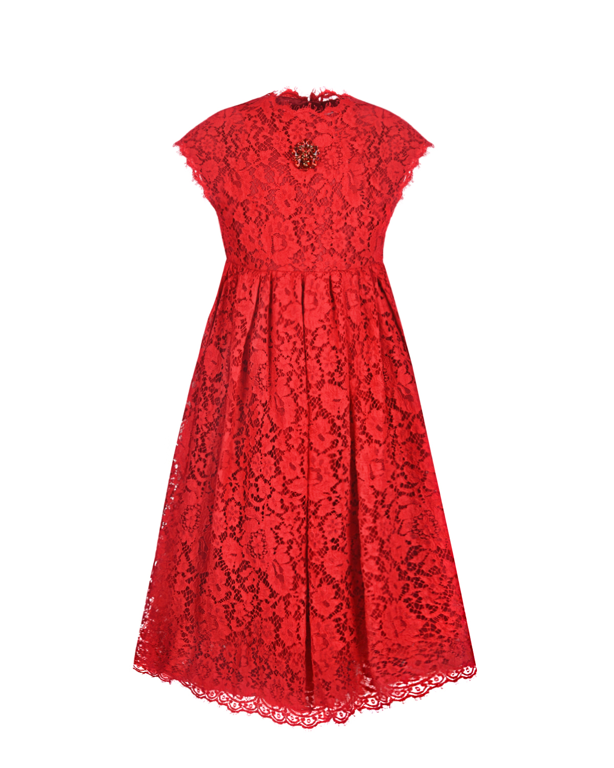 Кружевное платье красного цвета Dolce&Gabbana детское - фото 1