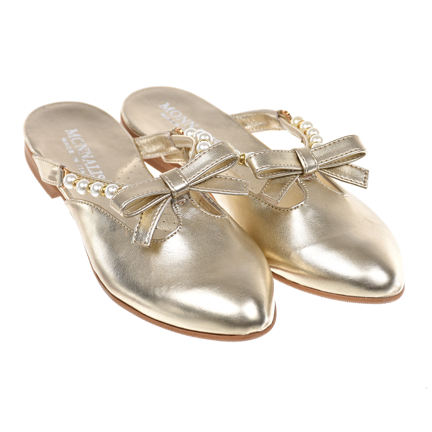 

Золотистые мюли с бантом Monnalisa, Нет цвета, Золотистые мюли с бантом Monnalisa