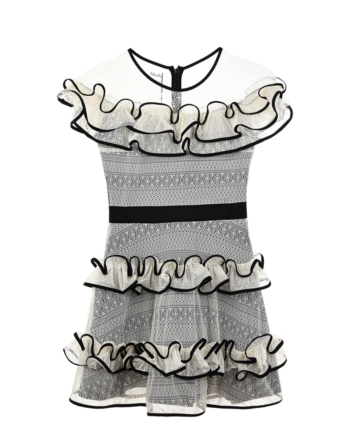 Кружевное платье с рюшами Nikolia детское, размер 128, цвет мультиколор - фото 1