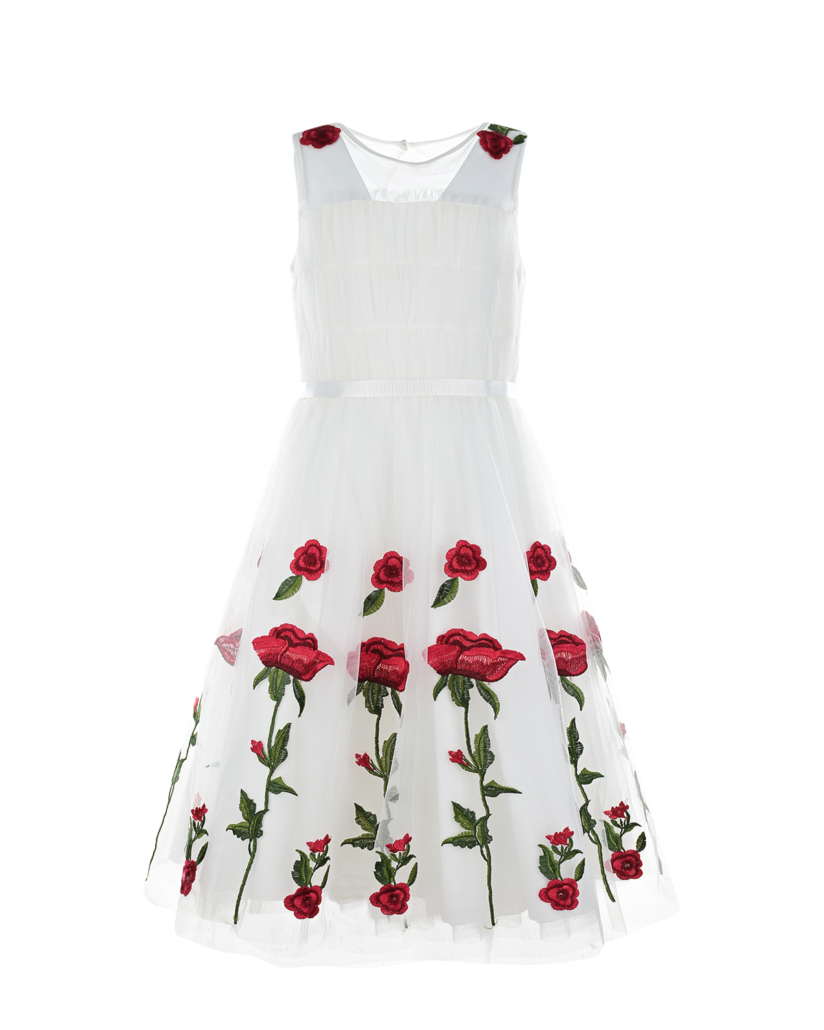 Белое платье с цветочной вышивкой Aletta детское - фото 1