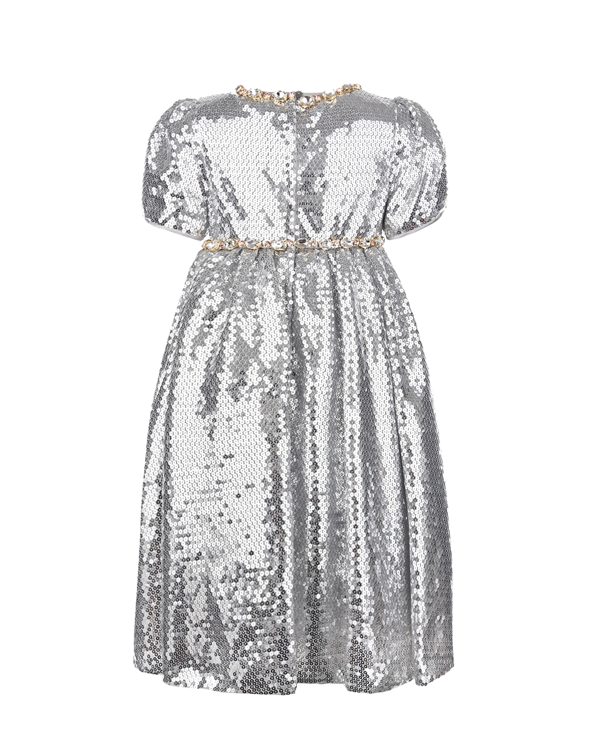 Серебристое платье с пайетками и кристаллами Dolce&Gabbana детское - фото 2