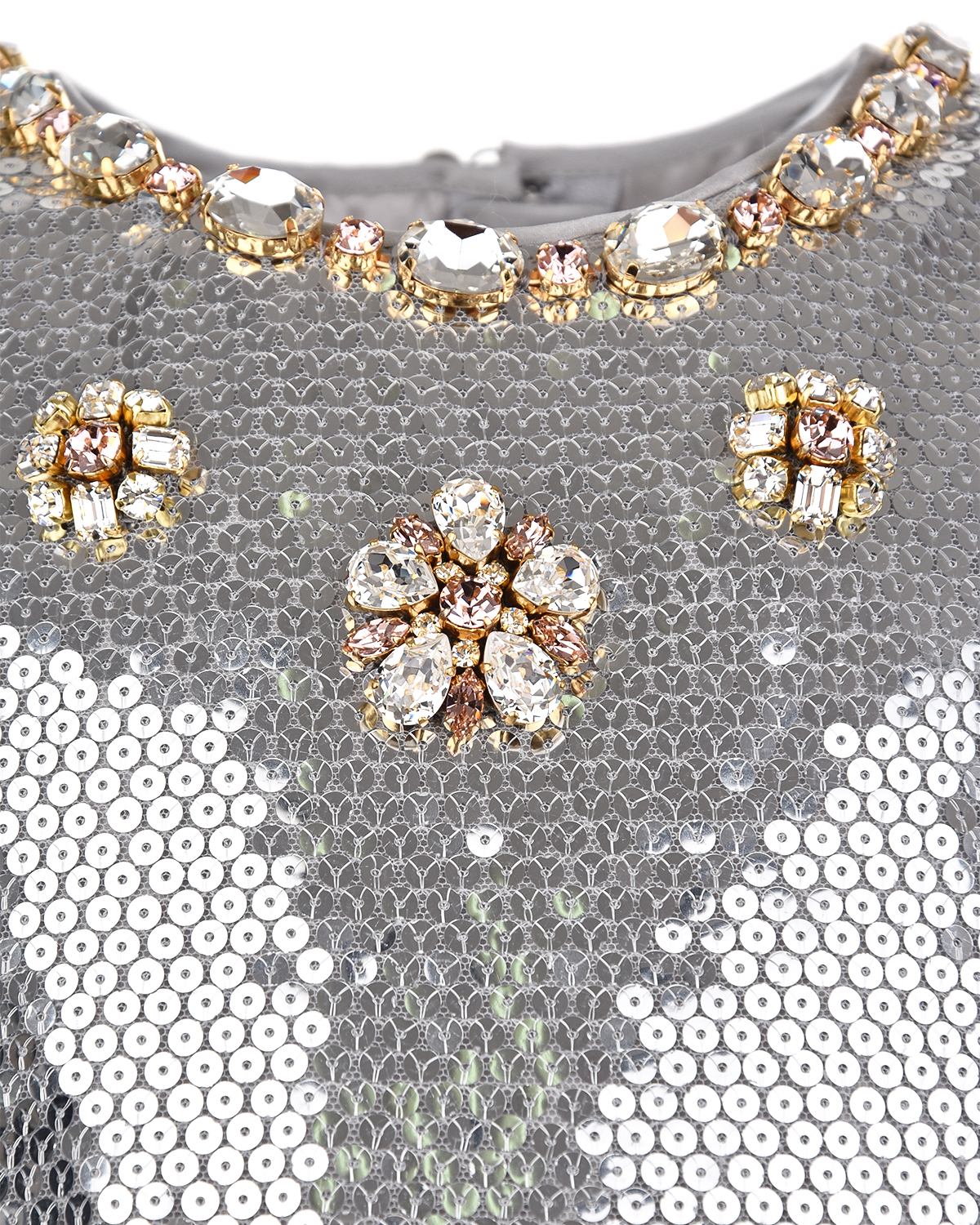 Серебристое платье с пайетками и кристаллами Dolce&Gabbana детское - фото 3