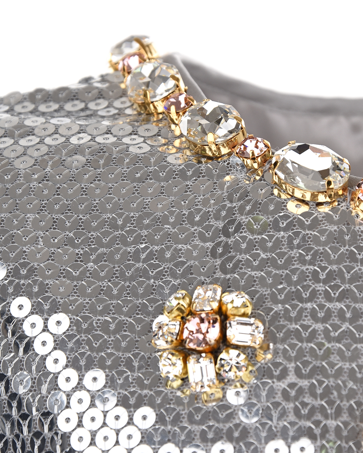 Серебристое платье с пайетками и кристаллами Dolce&Gabbana детское - фото 4
