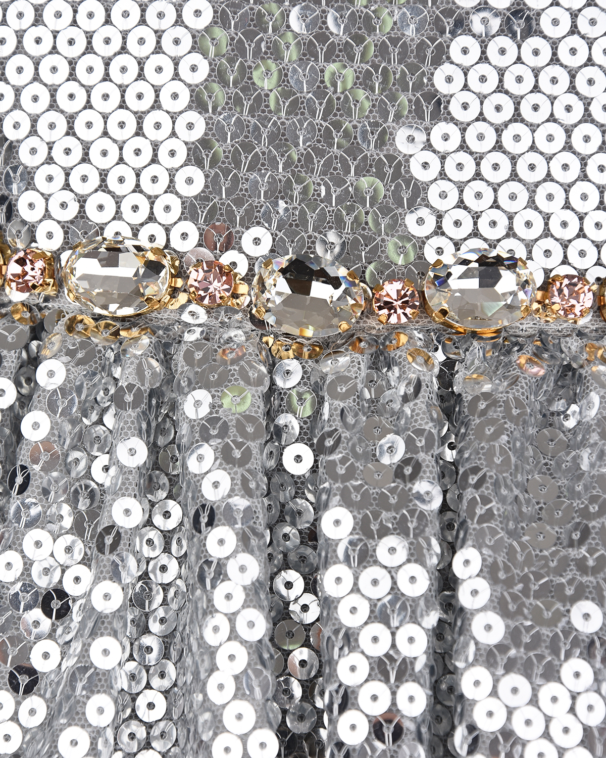 Серебристое платье с пайетками и кристаллами Dolce&Gabbana детское - фото 5