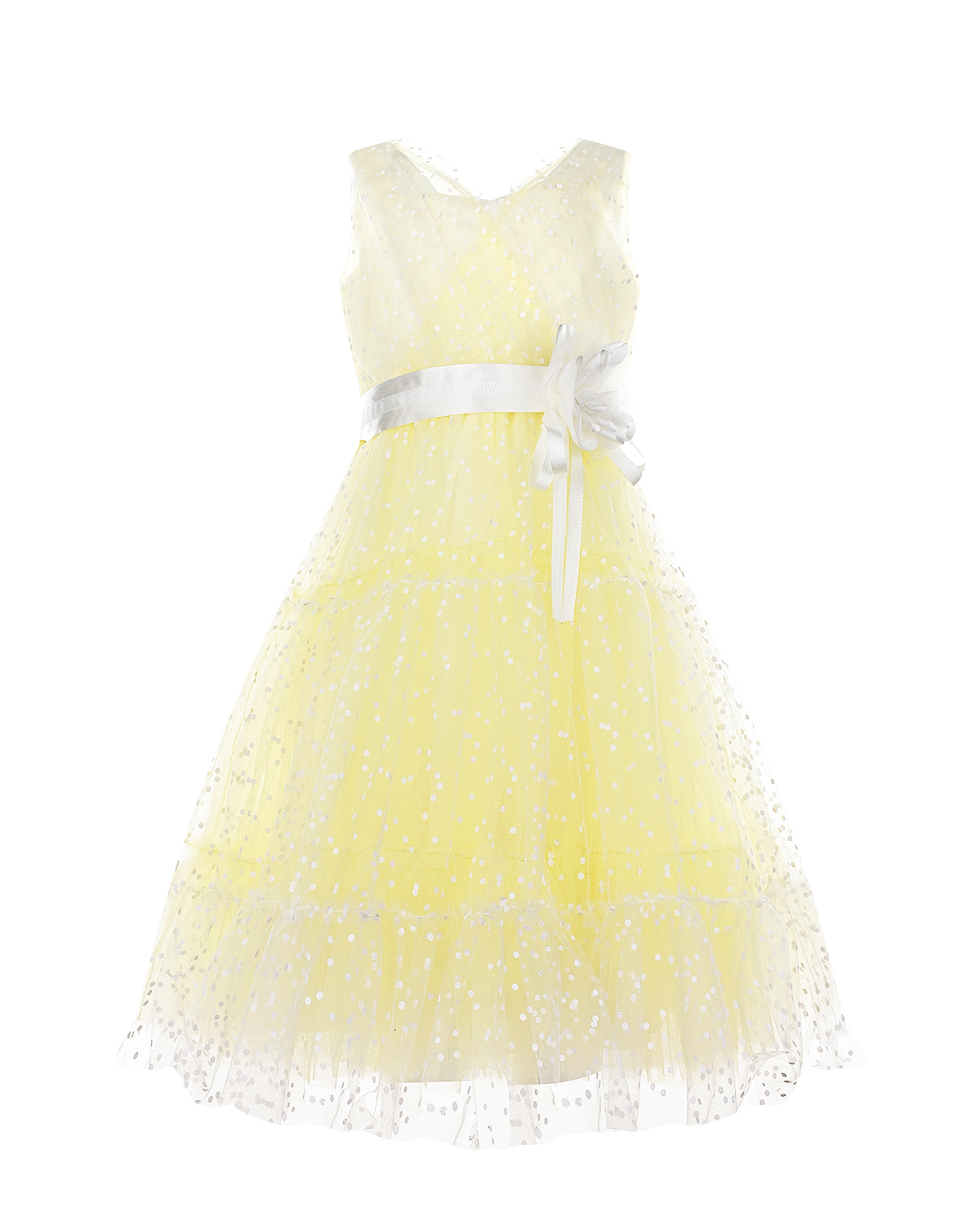 Лимонное платье с белым поясом Aletta детское - фото 1