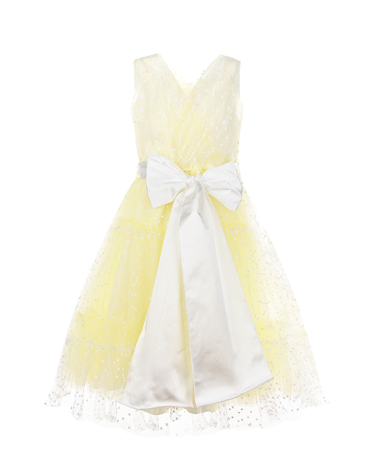 Лимонное платье с белым поясом Aletta детское - фото 3