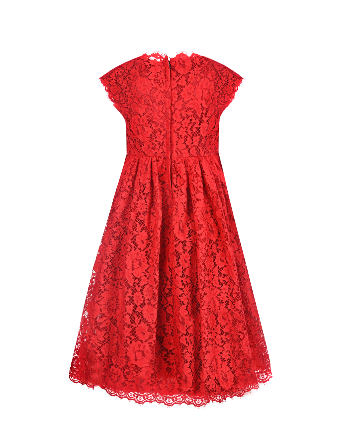 Кружевное платье красного цвета Dolce&Gabbana детское - фото 3