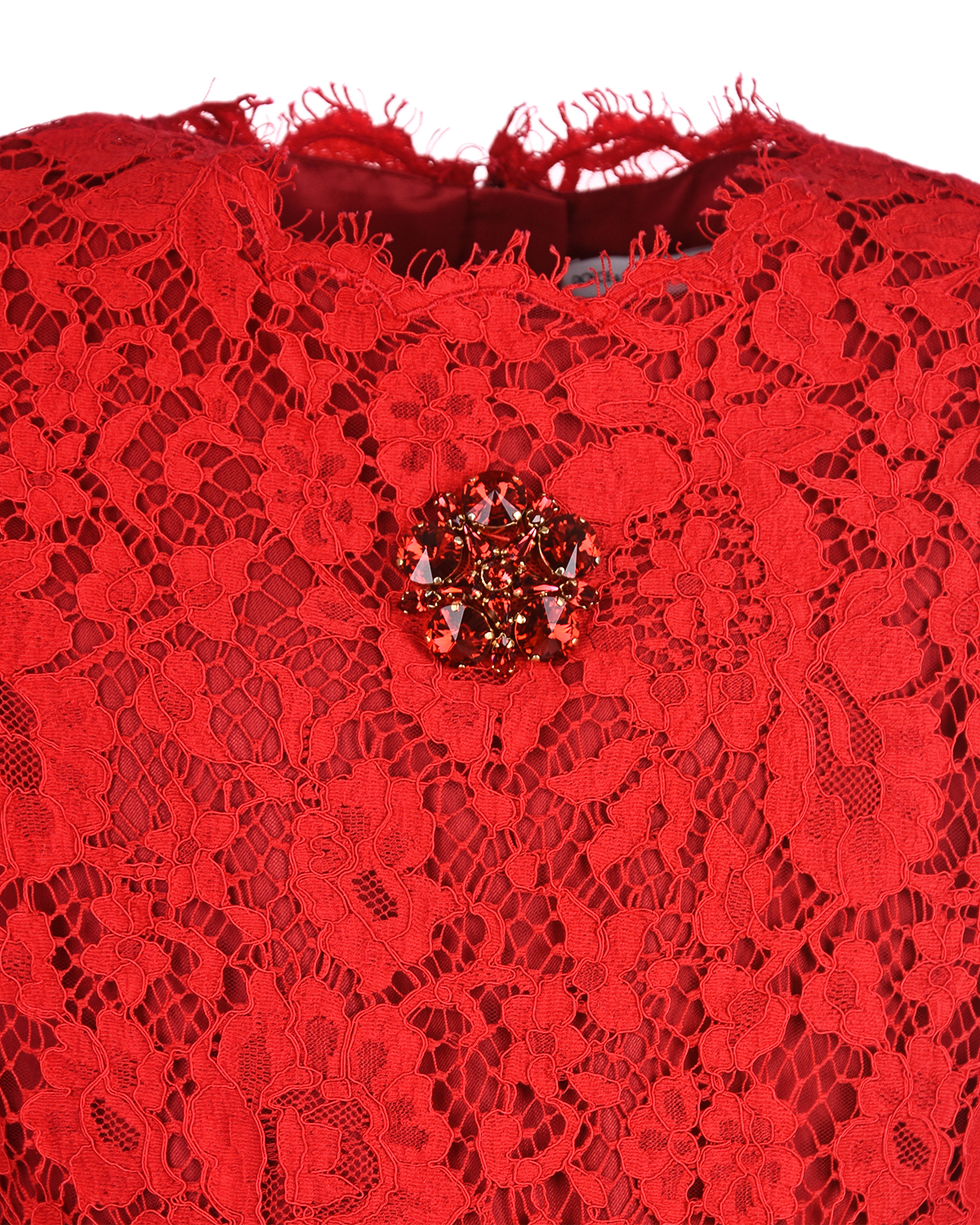 Кружевное платье красного цвета Dolce&Gabbana детское - фото 5
