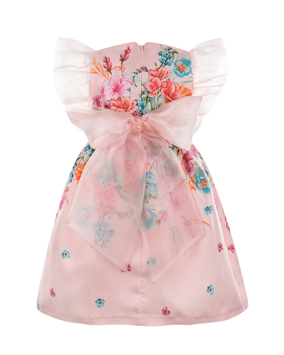 Розовое платье с цветочным принтом и стразами Eirene детское - фото 2