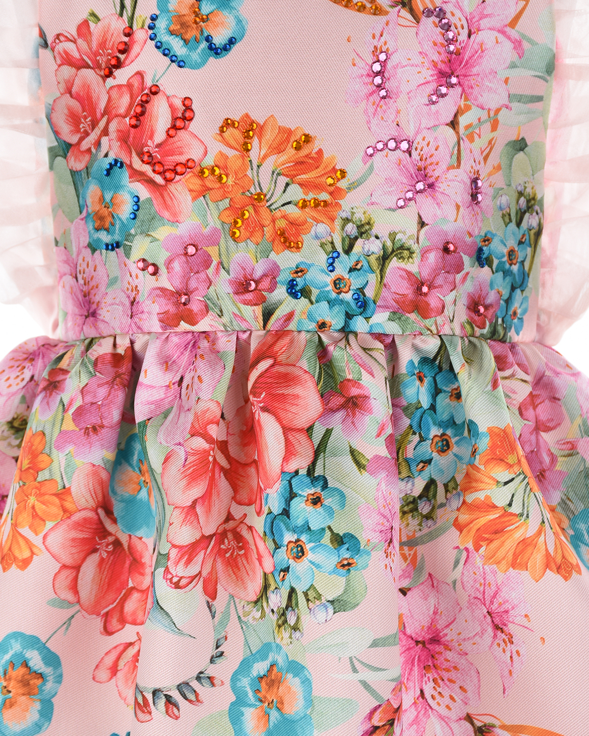 Розовое платье с цветочным принтом и стразами Eirene детское - фото 3