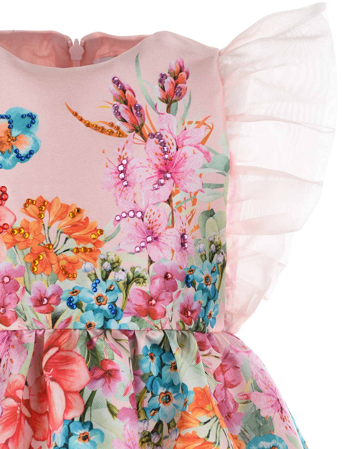 Розовое платье с цветочным принтом и стразами Eirene детское - фото 4