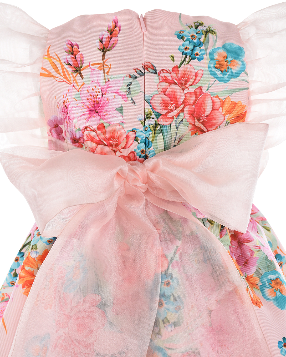 Розовое платье с цветочным принтом и стразами Eirene детское - фото 5