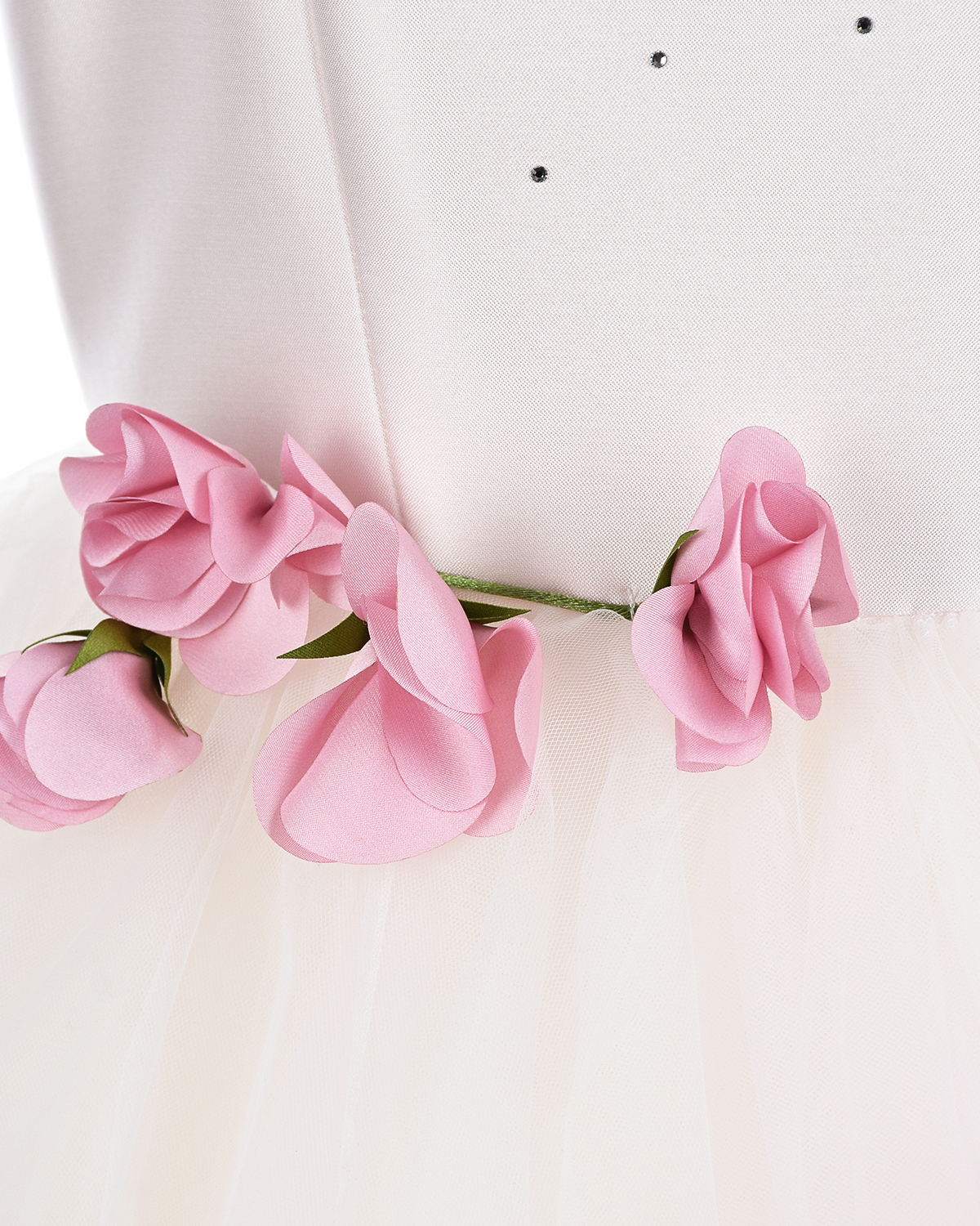 Кремовое платье с розовыми стразами Monnalisa детское - фото 4
