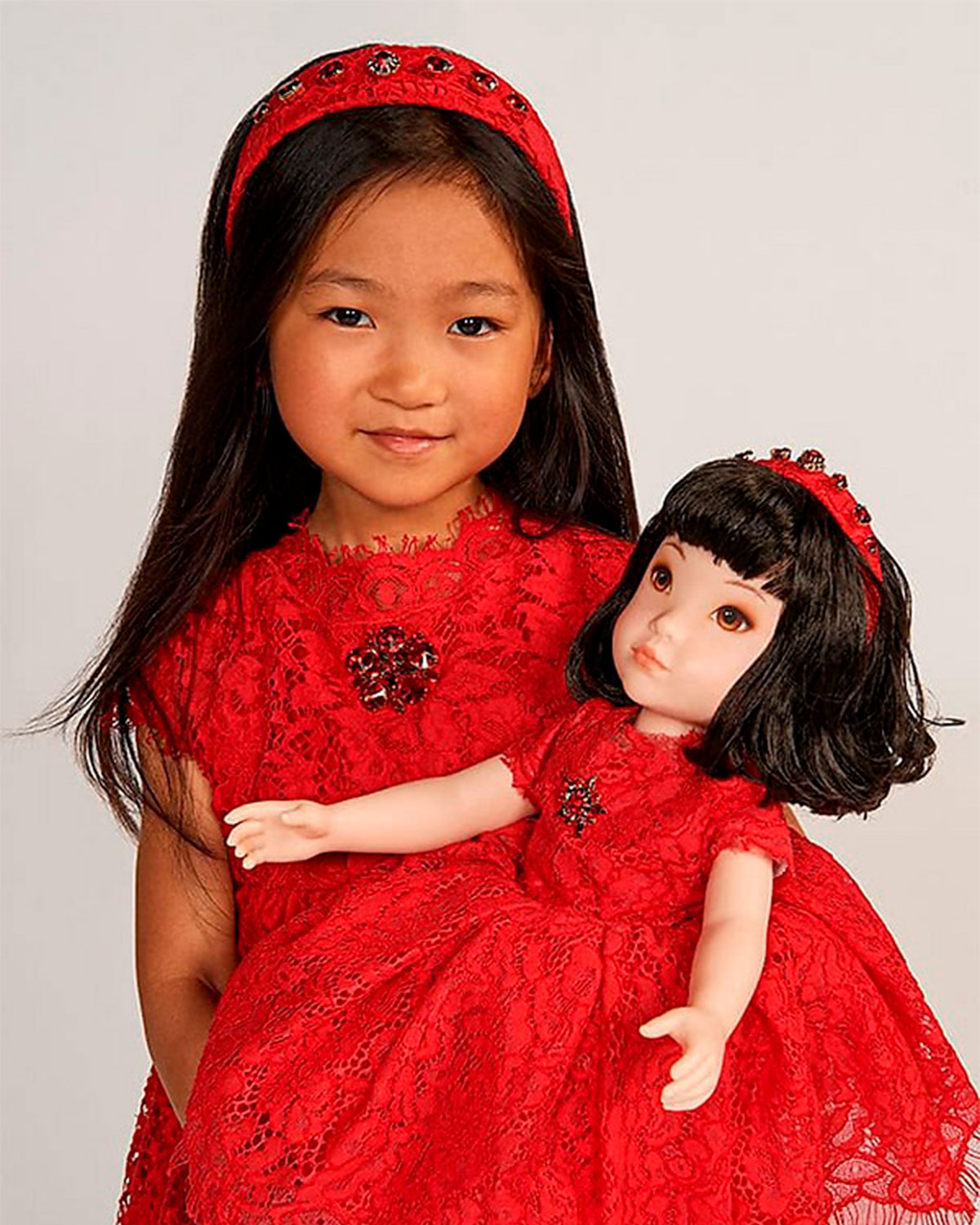 Кружевное платье красного цвета Dolce&Gabbana детское - фото 2